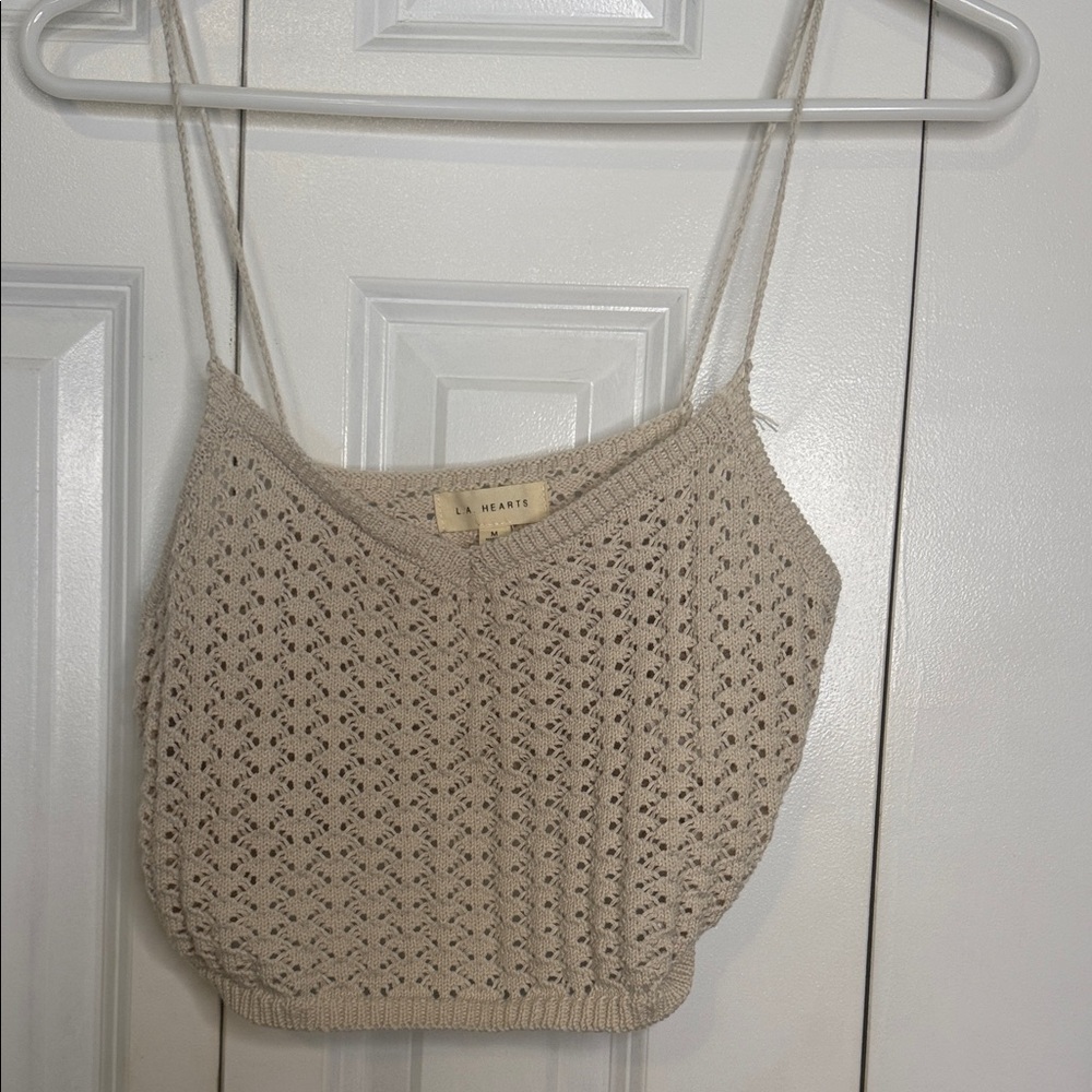 La Hearts Beige Knit Crop Top
